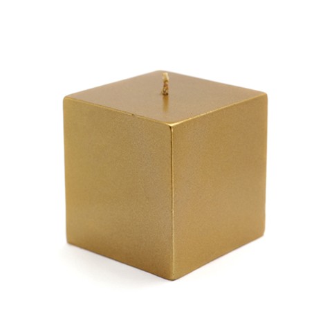 3 x 3 Inch Metallic Bronze Gold Square Pillar Candles