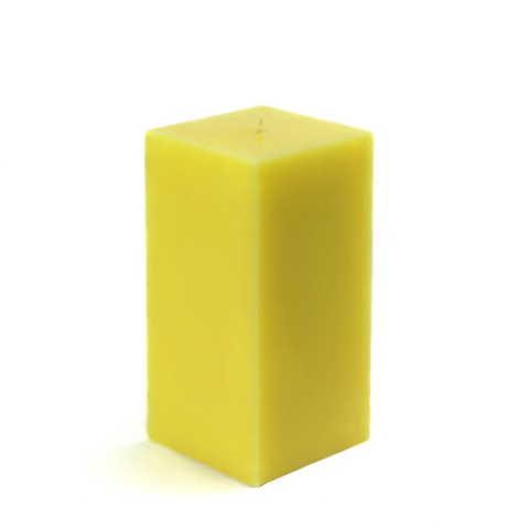 3 x 6 Inch Yellow Square Pillar Candle  (12pcs/Case) Bulk