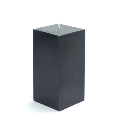 3 x 6 Inch Black Square Pillar Candle  (12pcs/Case) Bulk