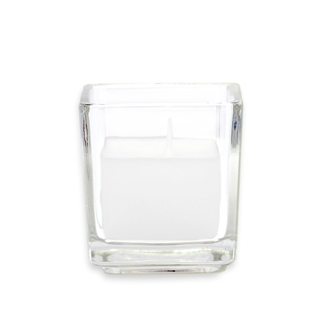 White Citronella Square Glass Votive Candles (12pc/Box)