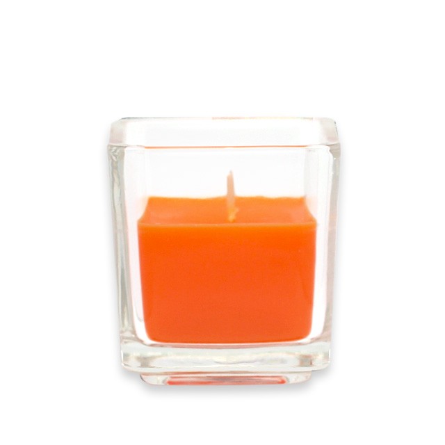 Orange Square Glass Votive Candles (96pcs/Case) Bulk