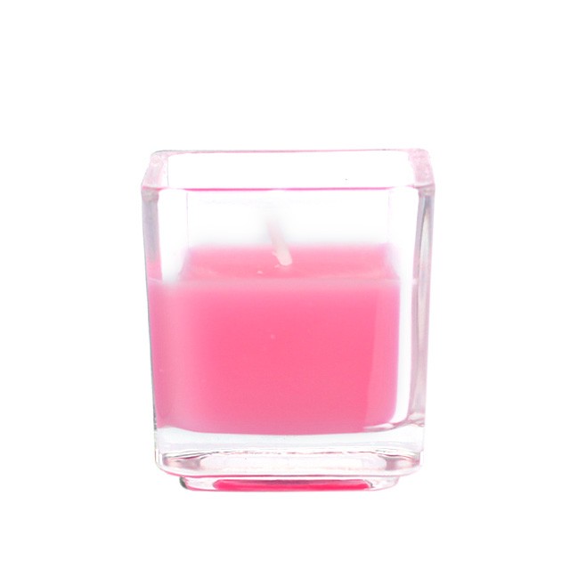 Hot Pink Square Glass Votive Candles (96pcs/Case) Bulk