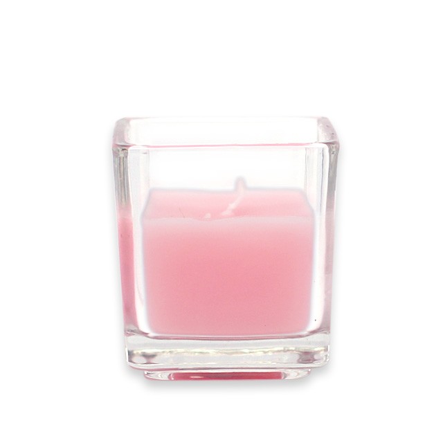 Light Rose Square Glass Votive Candles (12pc/Box)