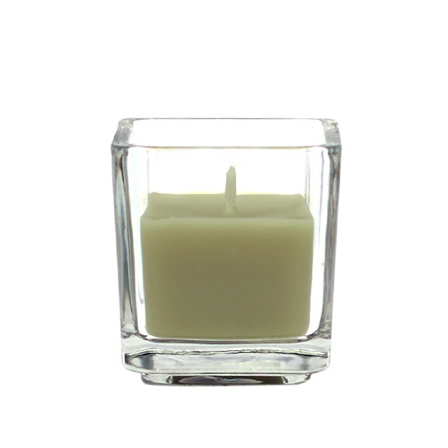 Sage Green Square Glass Votive Candles (12pc/Box)