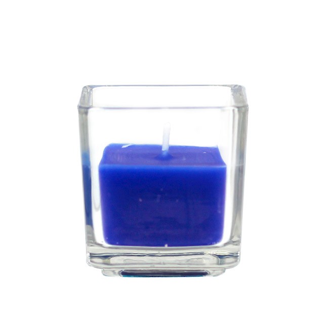 Blue Square Glass Votive Candles (96pcs/Case) Bulk