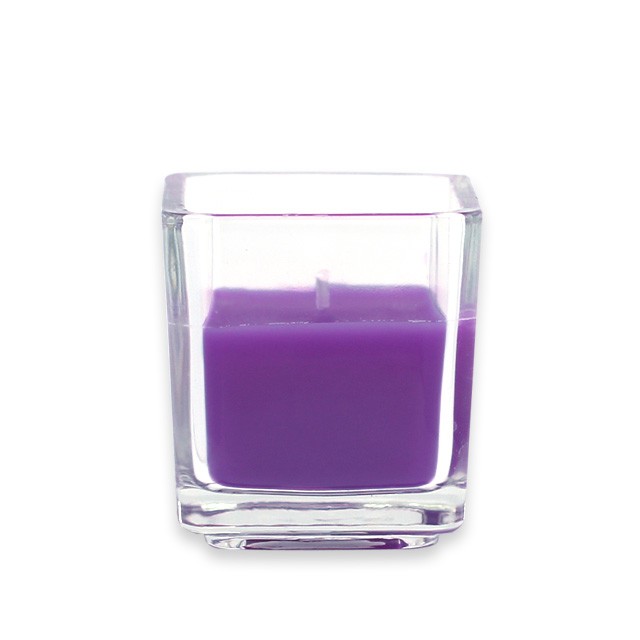 Purple Square Glass Votive Candles (12pc/Box)