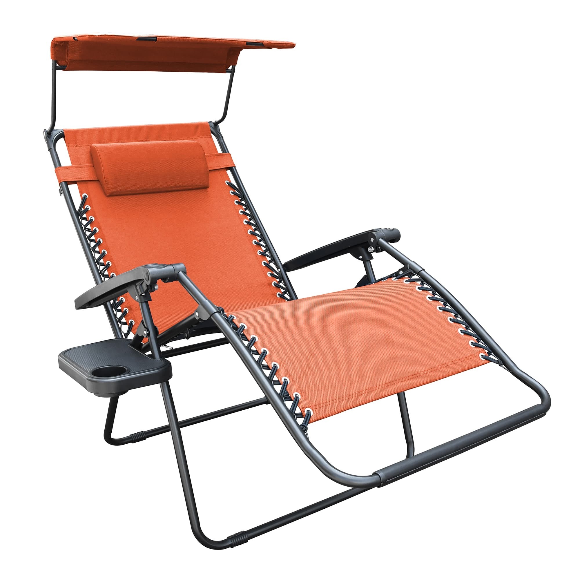 Oversized Zero Gravity Chair with Sunshade and Drink Tray - Orange