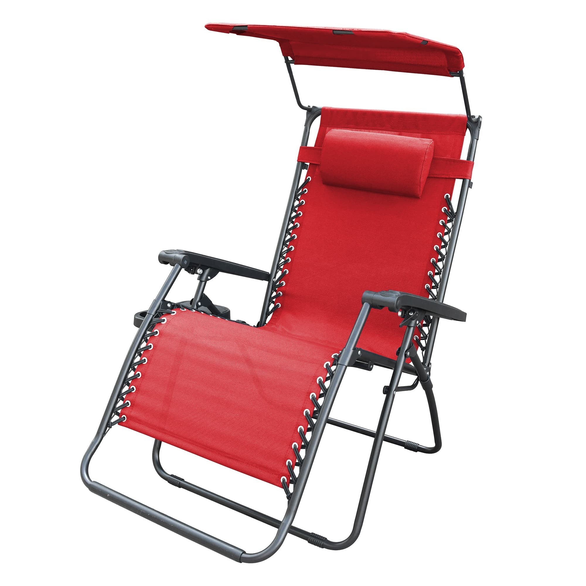 Oversized Zero Gravity Chair with Sunshade and Drink Tray - Red
