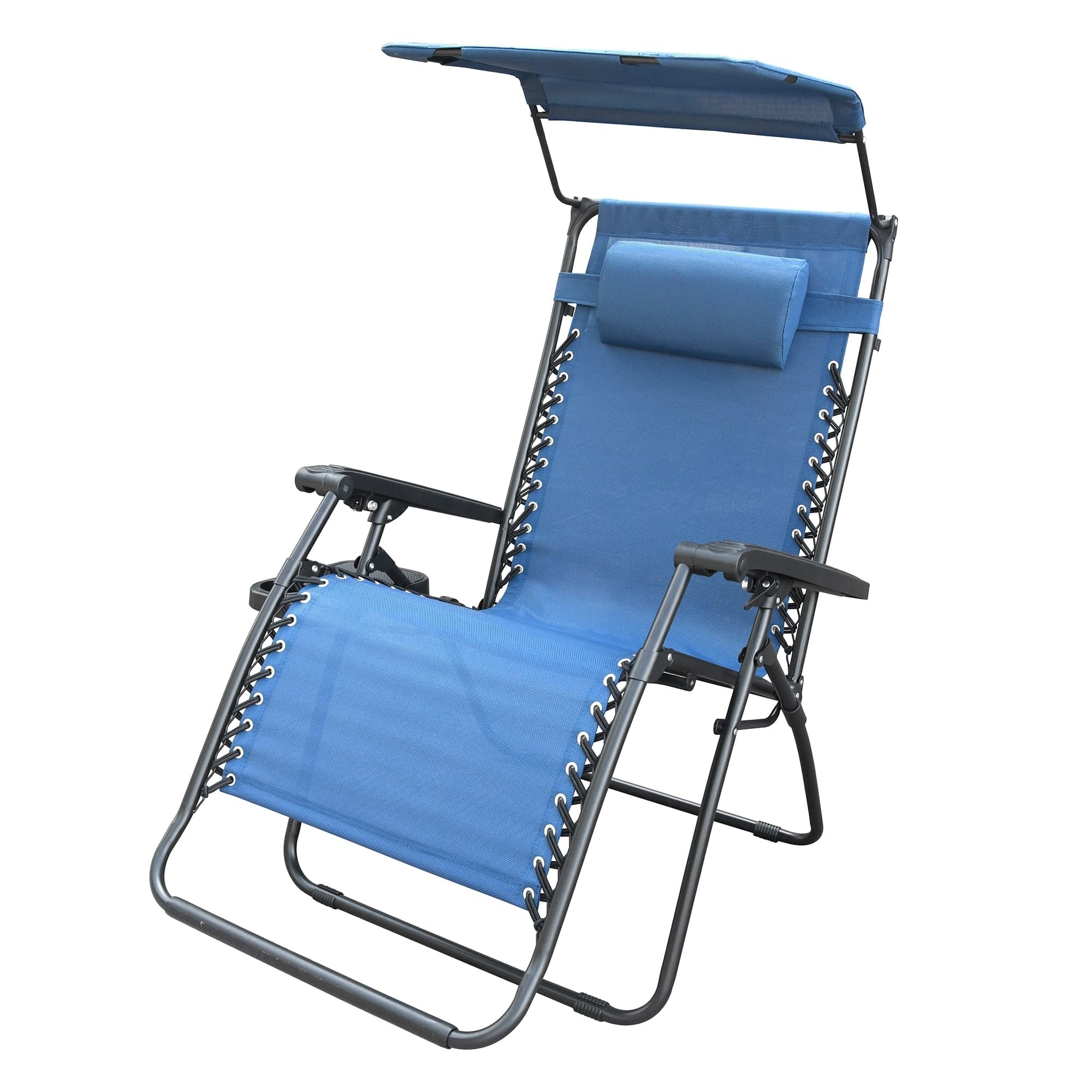 Oversized Zero Gravity Chair with Sunshade and Drink Tray - Blue