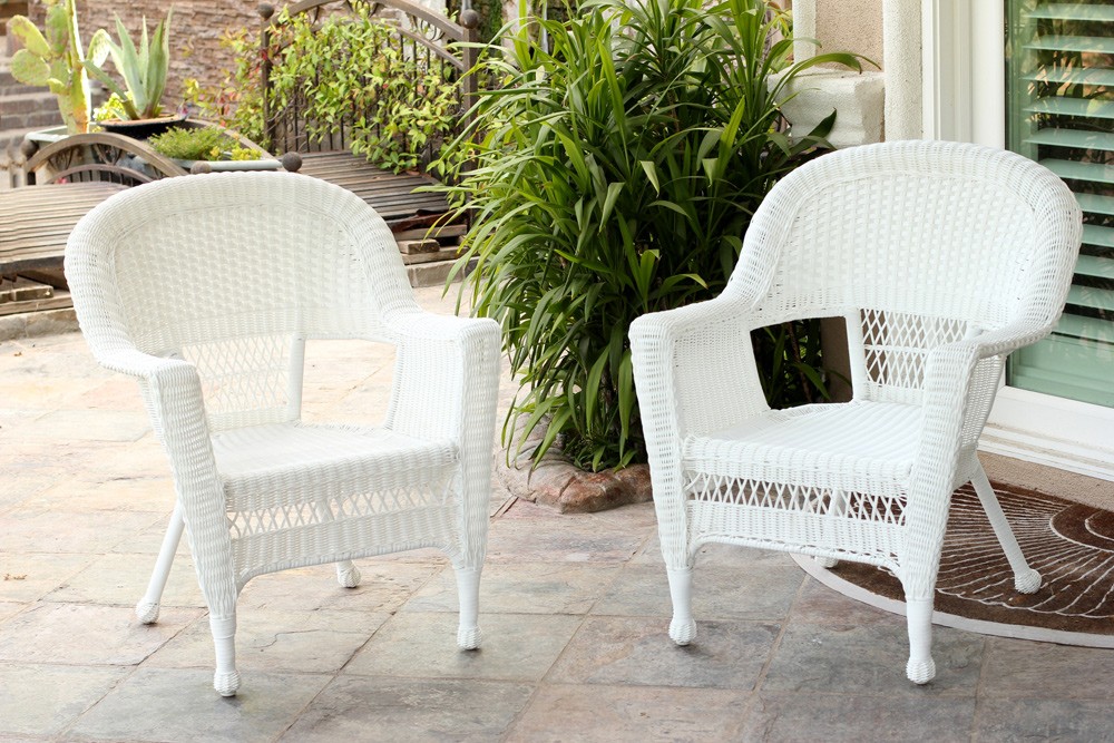 White Wicker Chair Without Cushion - Set of 2 | Jeco Wholesale