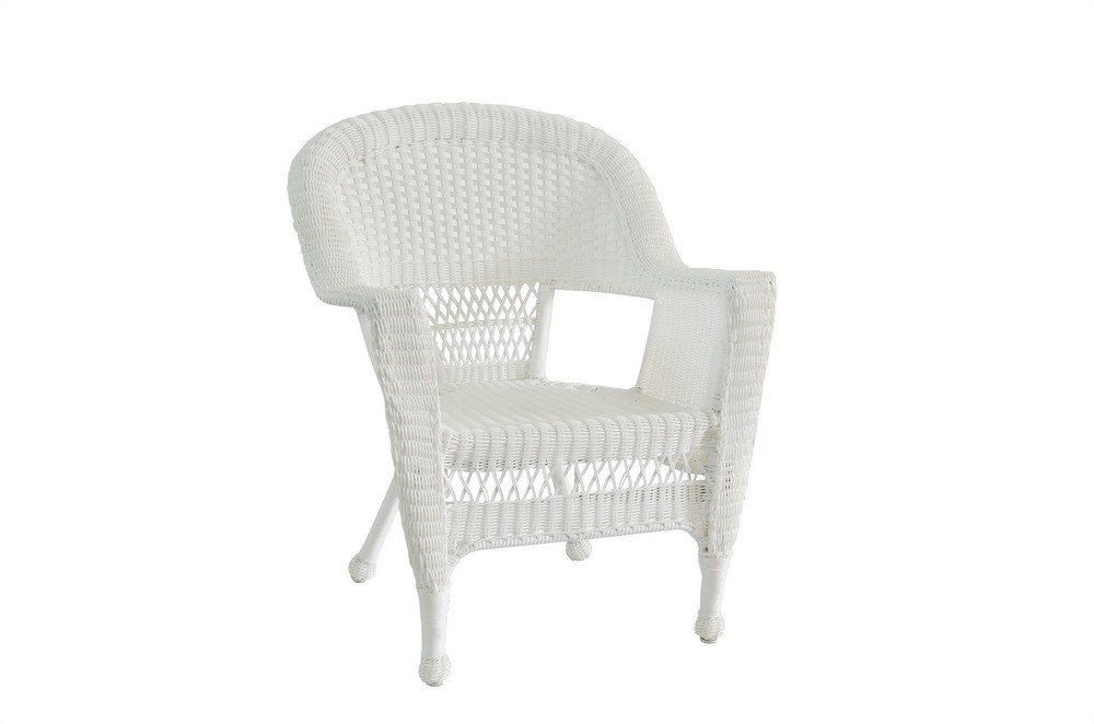 White Wicker Chair Without Cushion - Set of 4