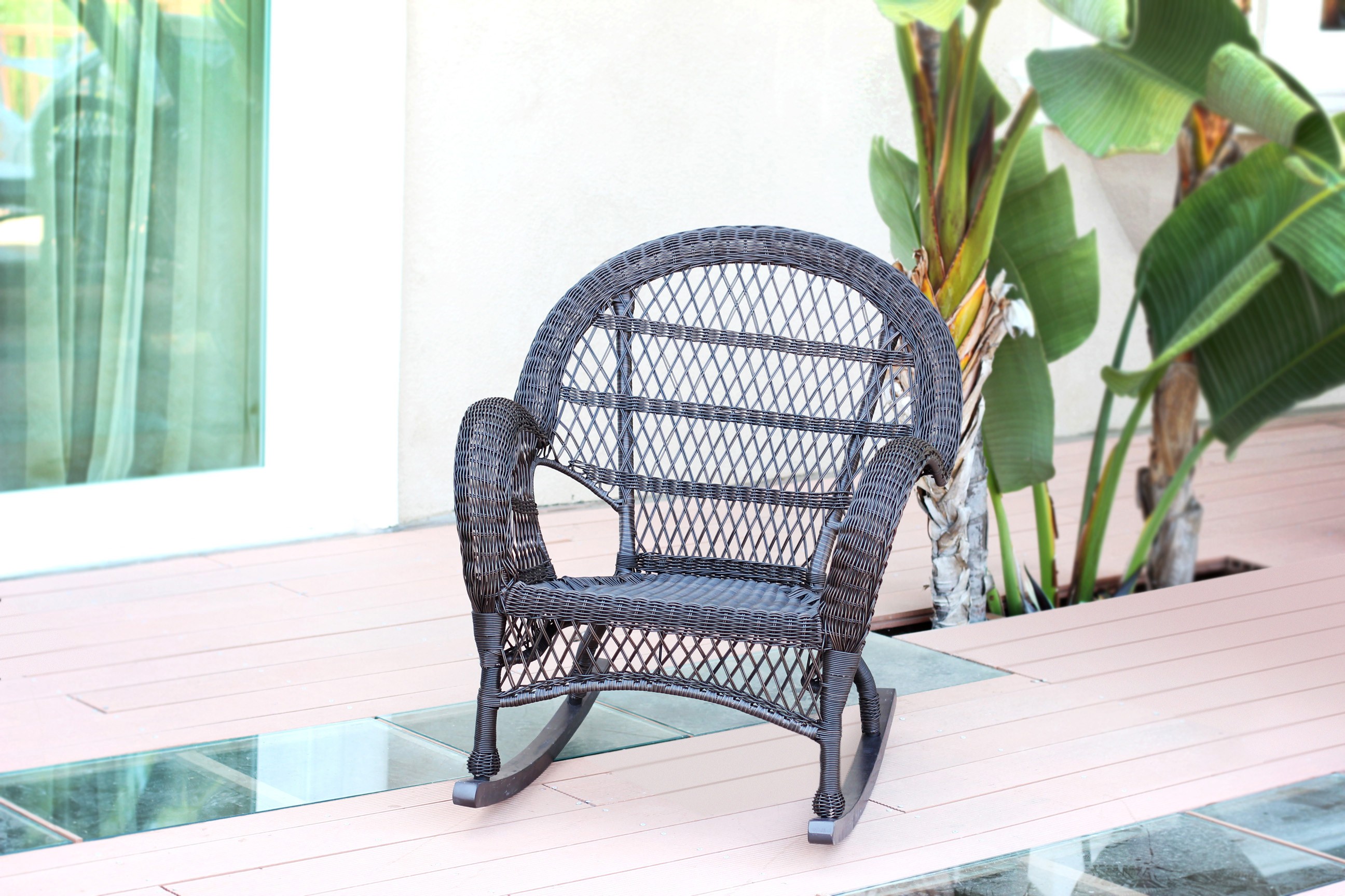 Santa Maria Espresso Rocker Wicker Chair - Set of 4