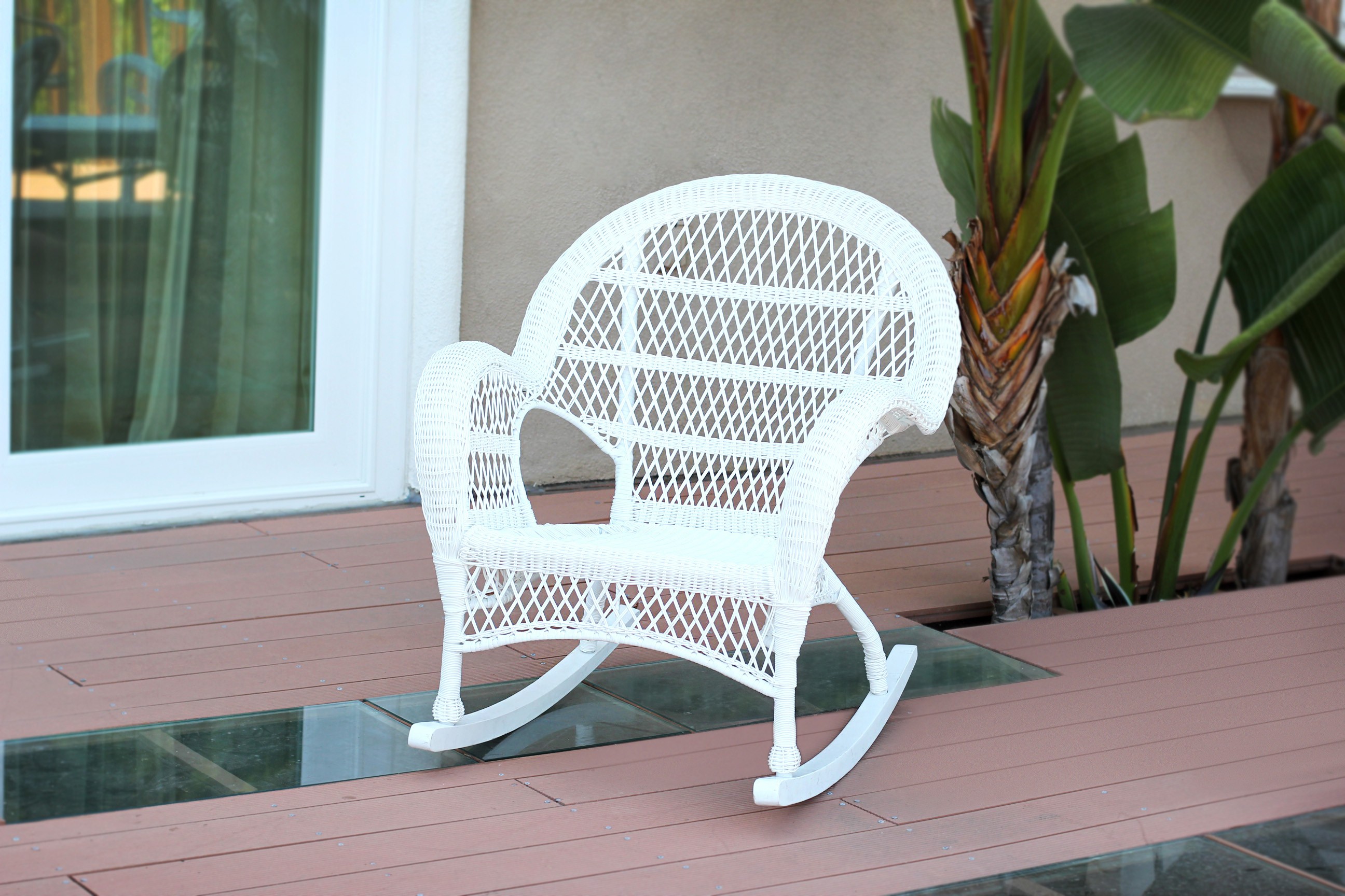 Santa Maria White Rocker Wicker Chair - Set of 4