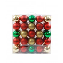 50Pk 75Mm Plastic Ornaments -Gold/Red/Green