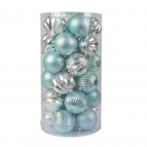 Combo 30Pc Christmas Ornament-Blue And Silver