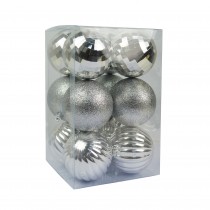 Silver 12Pc  2.75 Inch Christmas Ornament