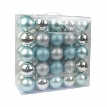Combo 50Pk 3"  Shiny Glitter Square-Silver/Blue Christmas Ornament