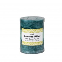3 x 4 Inch Tritone Blue/Teal Scented Pillar Candle(24pcs/Case)