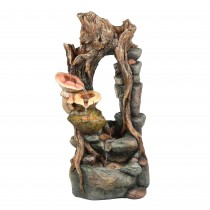 40 Inch Withered  Wood and Mushroom Fountain with Led Light
