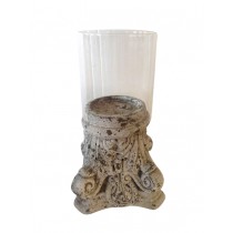 CERAMIC CANDLEHOLDER WITH GLASS