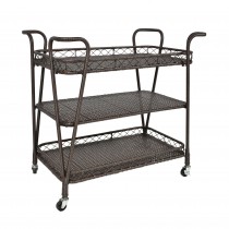 Espresso Resin wicker serving cart in three layers tray