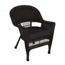Espresso Wicker Chair With Cushion