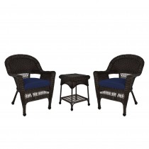 Espresso Wicker Chair And End Table Set With Chair Cushion