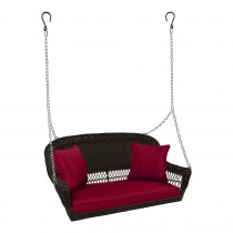 Espresso Resin Wicker Porch Swing with Cushion