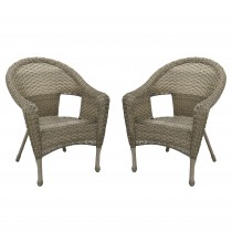 Set of 2 Grey Resin Wicker Clark Single Chair without Cushion