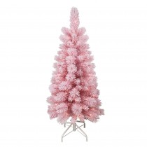 4FT PRE-LIT FLOCKED PINK TREE
