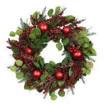 26 inch Eucalyptus Christmas Wreath with Red Berries