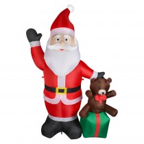 8FT LED inflatable Santa Claus with gift box with bear