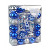50Pk Christmas Ornament-Blue And Silver