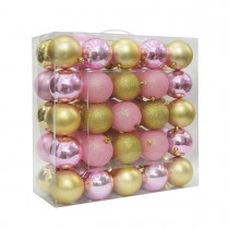 Combo 50Pk 3 Inch  Shiny Glitter Square-Gold/Pink Christmas Ornament