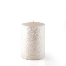 3 x 4 Inch Metallic White Glitter Pillar Candle (12pcs/Case) Bulk