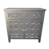 32 InchH Grey Wooden Accent Cabinet