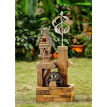Wood Look Birdhouse with Wind Spinner