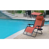 Set of 2 Oversized Olefin Zero Gravity Chair with Sunshade and Drink Tray - Terra Cotta