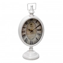 6.75 Inch White Metal Table Clock