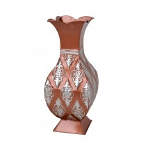16" Copper/Silver Metal Vase