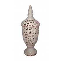 18 Inch Ivory Pierced Decorative Jar