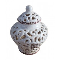 8 Inch Classic White Ceremic Jar- Small