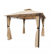 10FT X 13FT WITH 2-TIER SOFT TOP GAZEBO/DARK TAN COLOR