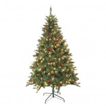 7 Feet. Pre-Lit Berrywood Pine Artificial Christmas Tree