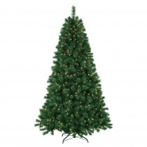 7.5 Feet. Pre-Lit Artificial Christmas Tree With Metal Base