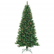 7 Feet. Slim Pre-Lit Artificial Christmas Tree With Metal Stand