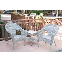 Set of 3 Grey Resin Wicker Clark Single Chair without Cushion and End Table