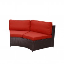 Resin Wicker Cartagena Curved modular Sectional Settee with 3.5in Brick Red Cushion