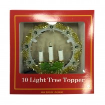 10 Lite Tree Topper W/Candle-Clear Light