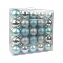 Combo 50Pk 3 Inch  Shiny Glitter Square-Silver/Blue Christmas Ornament